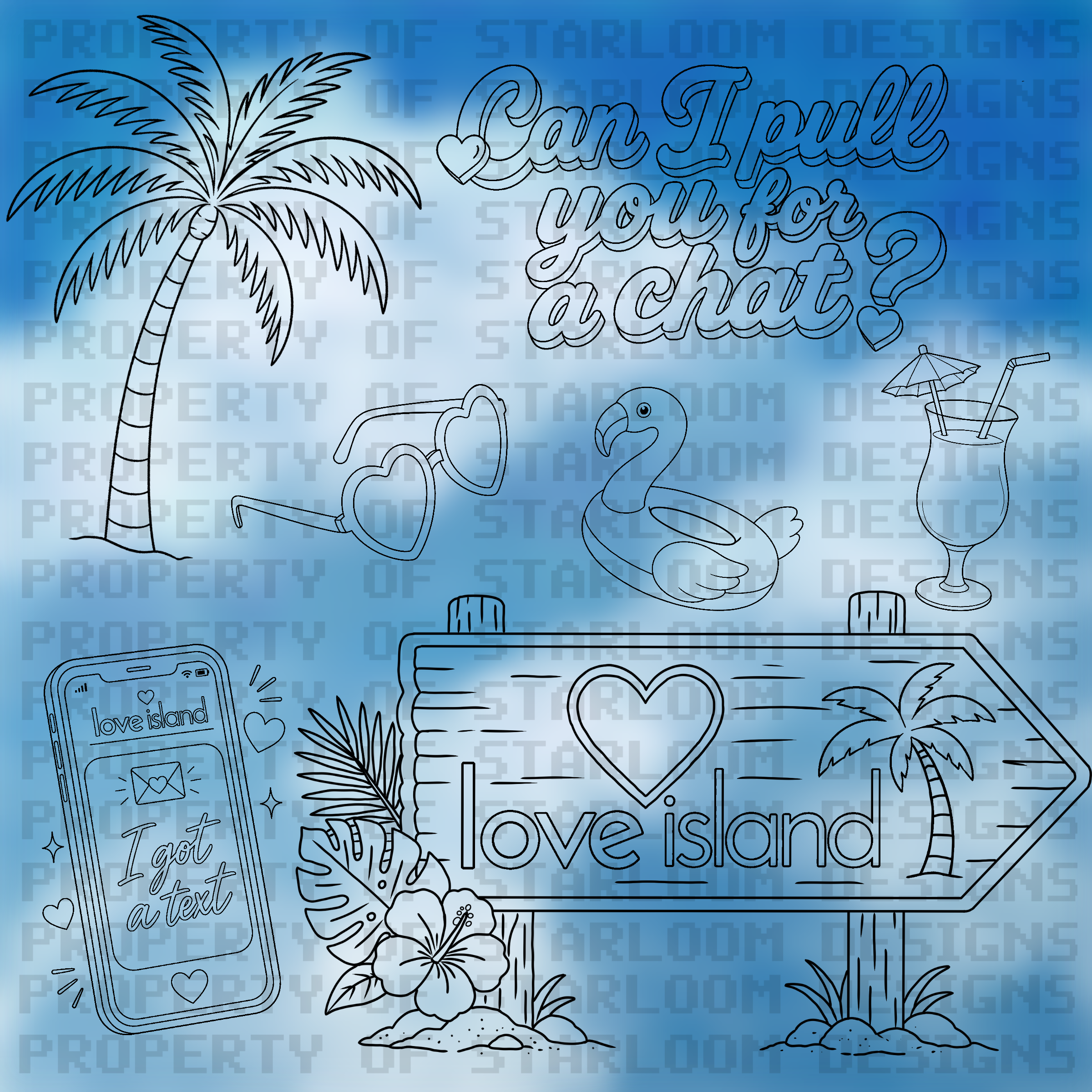Love Island Outline Set (7 Pieces)