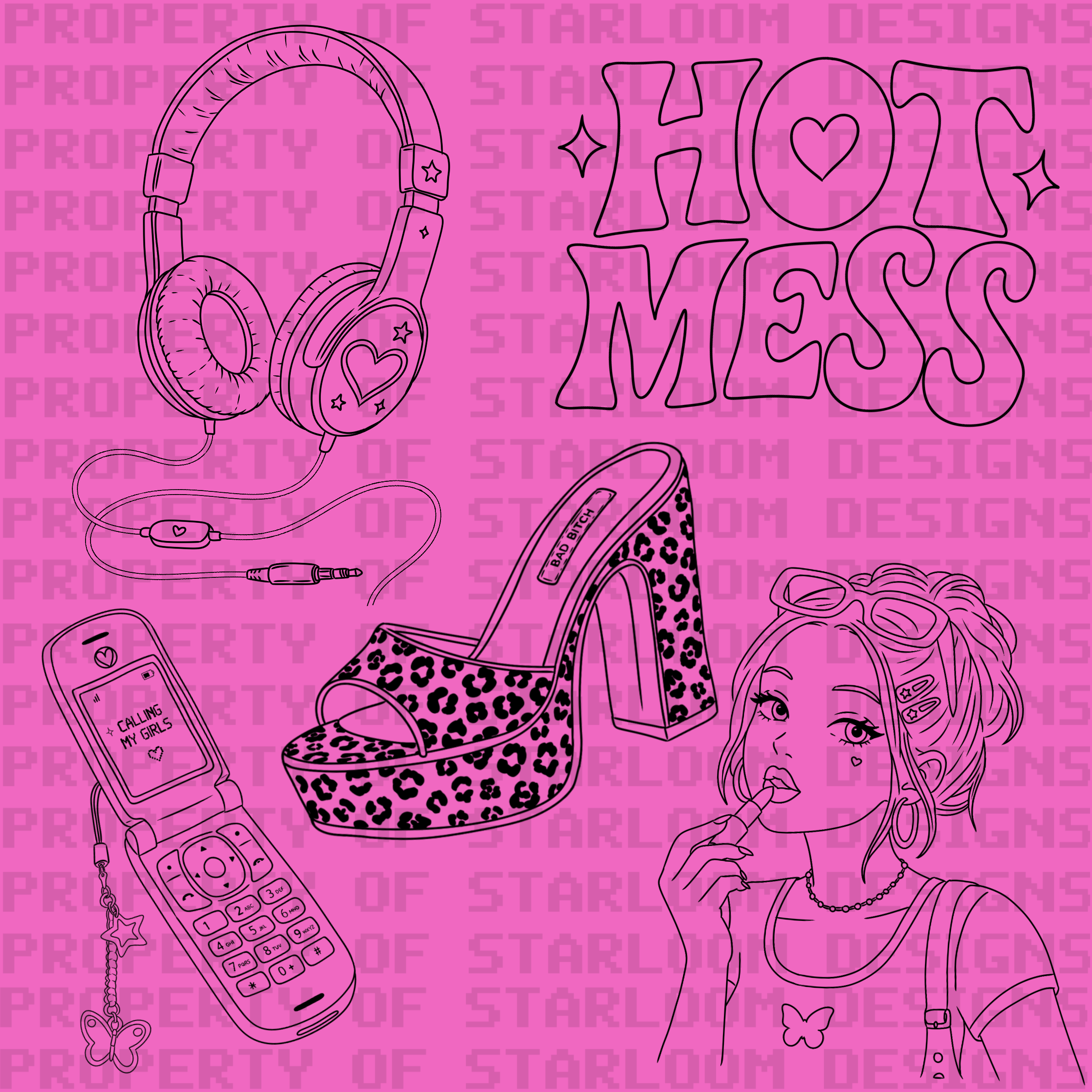 Y2K Girl Outline Set (5 Pieces)