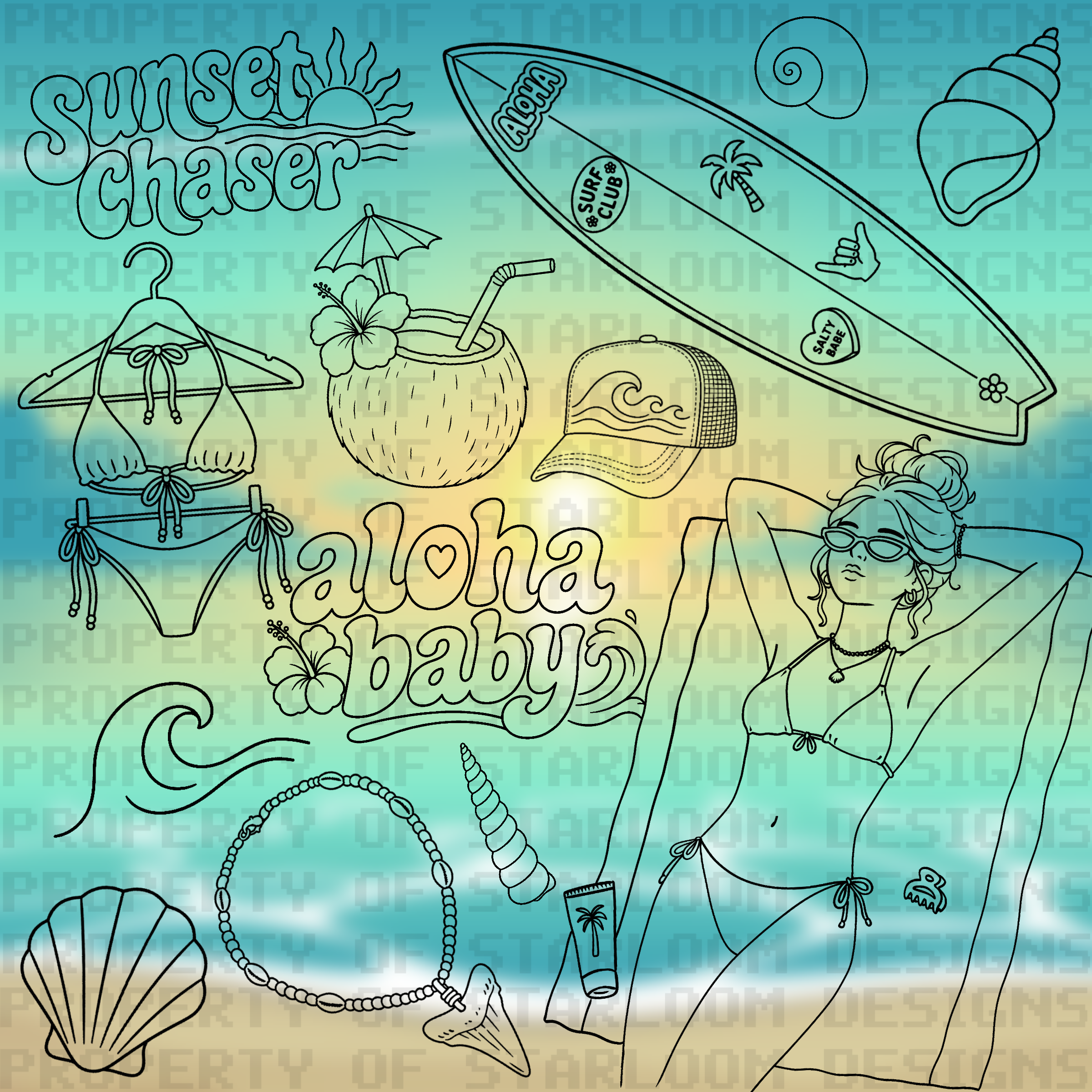 Tidal Babe Outline Set (13 Pieces)