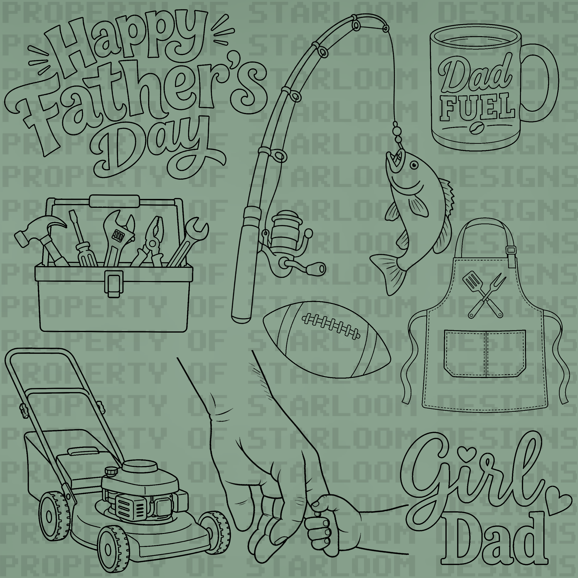 Father's Day 2026 Outline Set (9 Pieces)