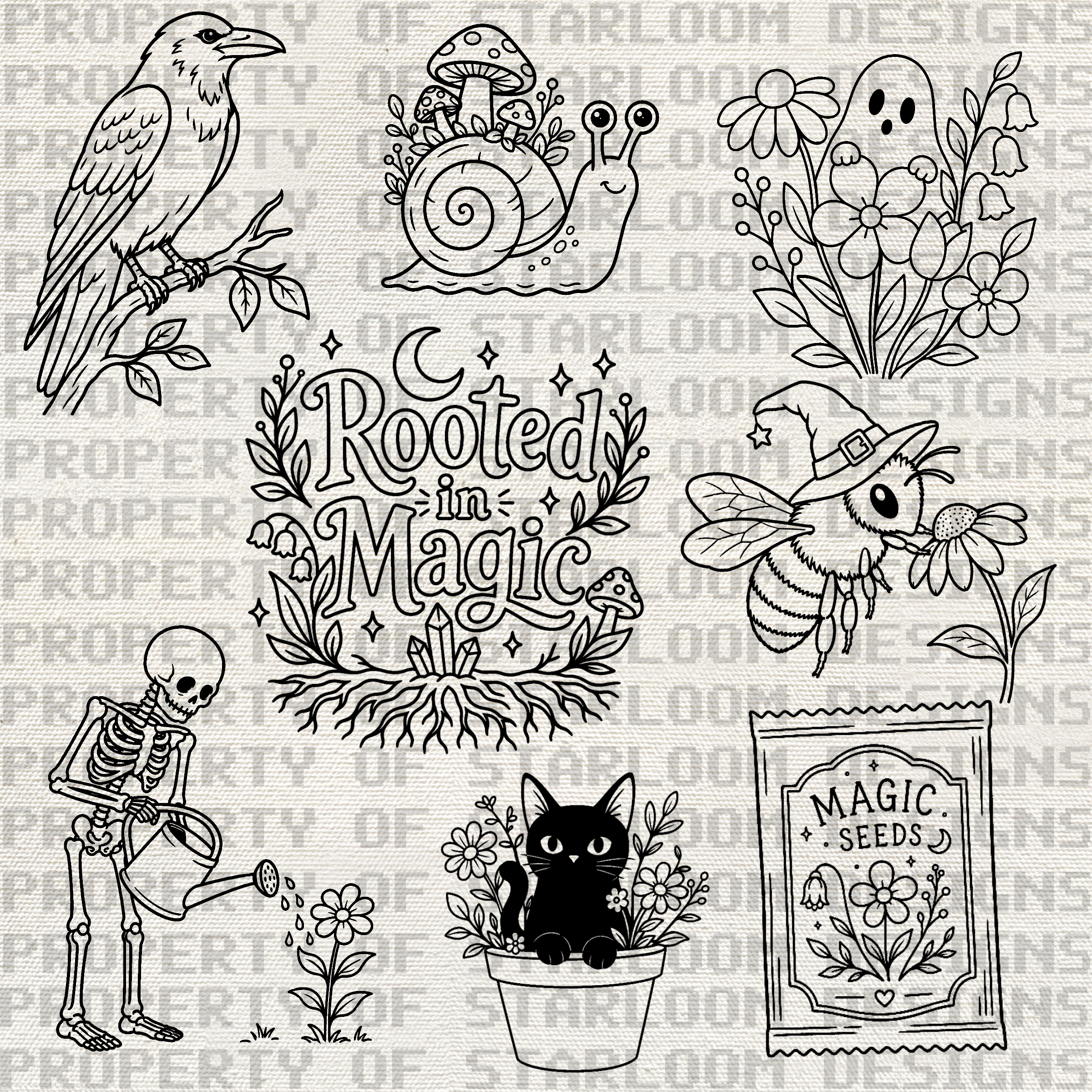 Haunted Garden Outline Set (8 Pieces)