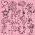 Cowgirl Barbie Outline Set (14 Pieces)