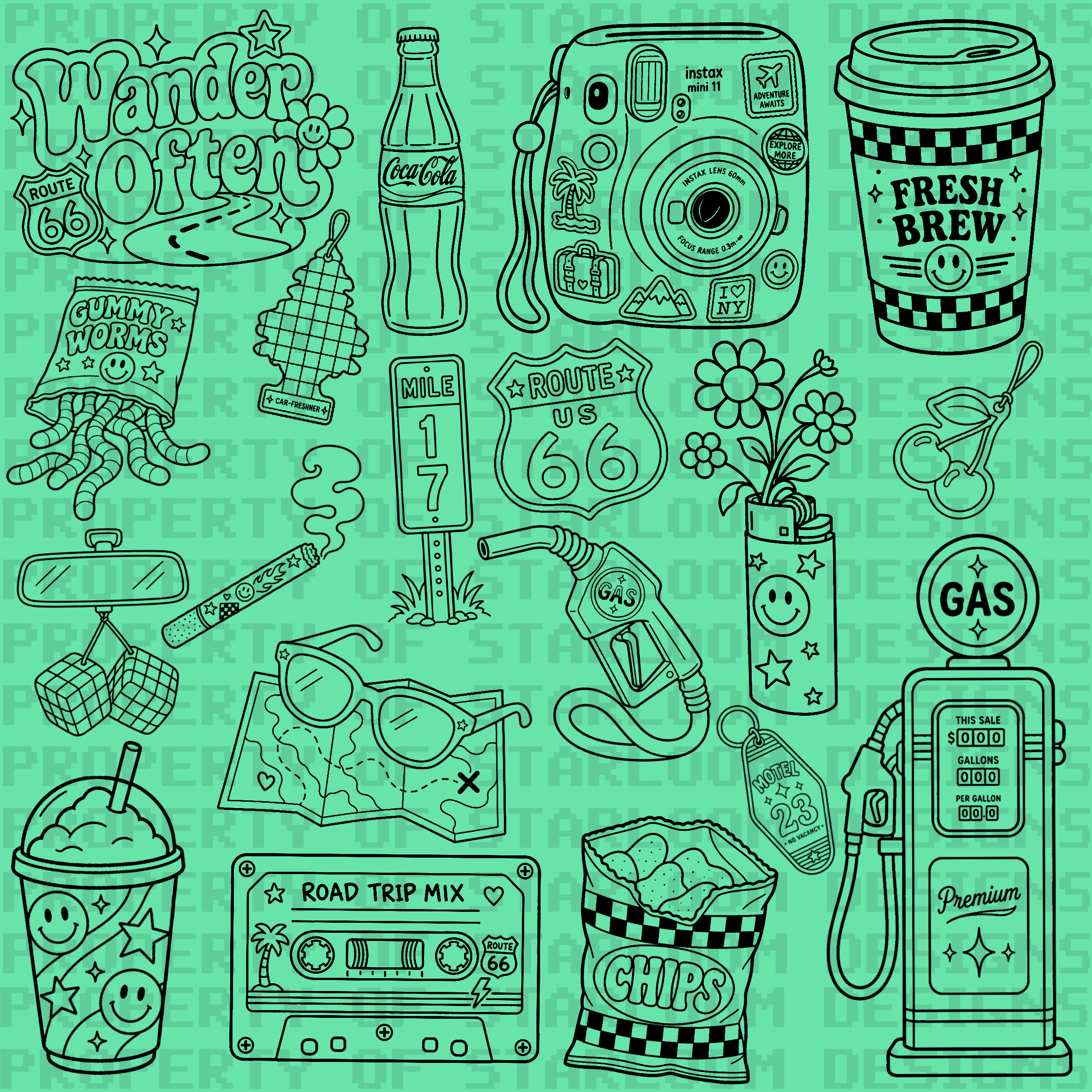 Highway Honey Outline Set (20 Pieces)