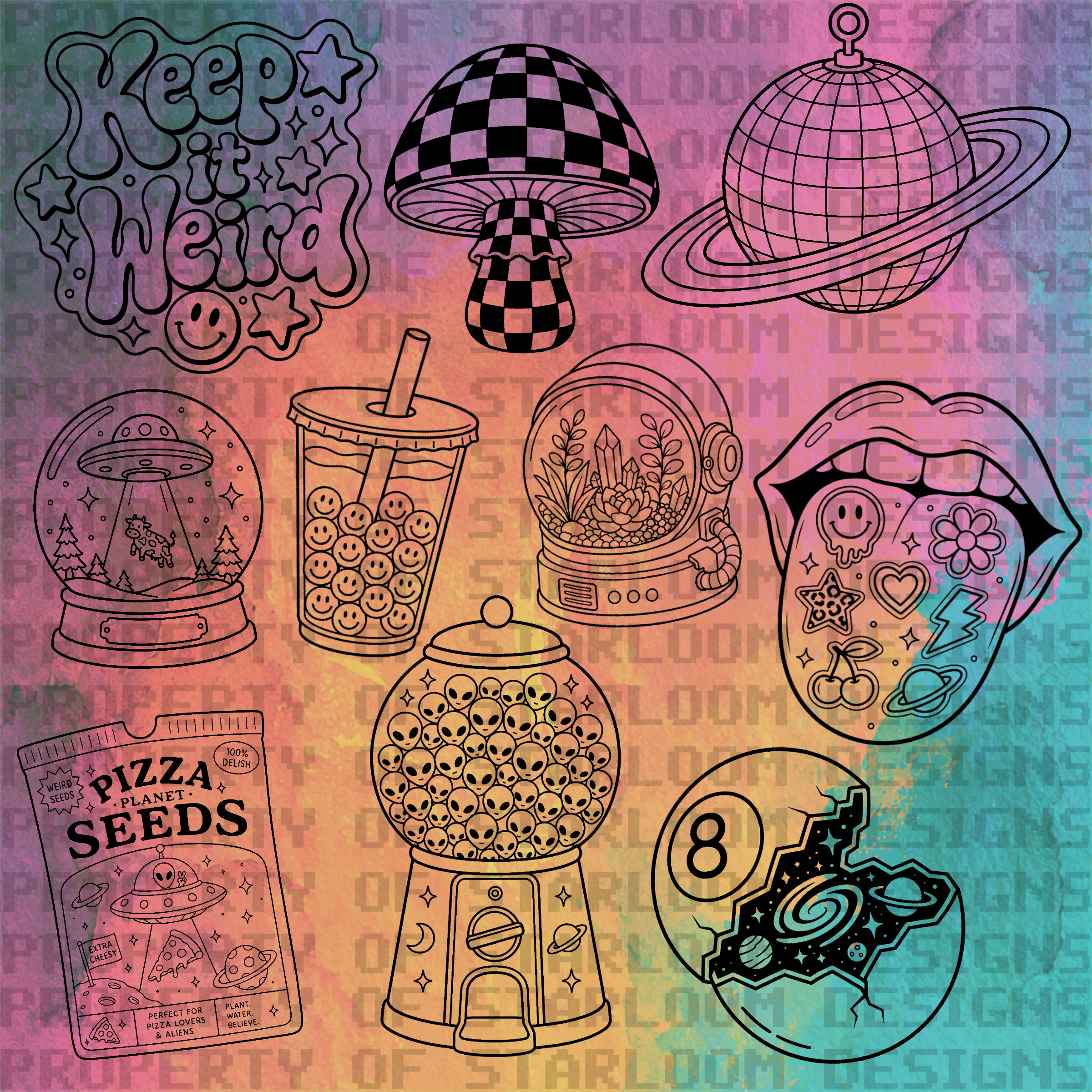 Keep it Weird Outline Set (10 Pieces)