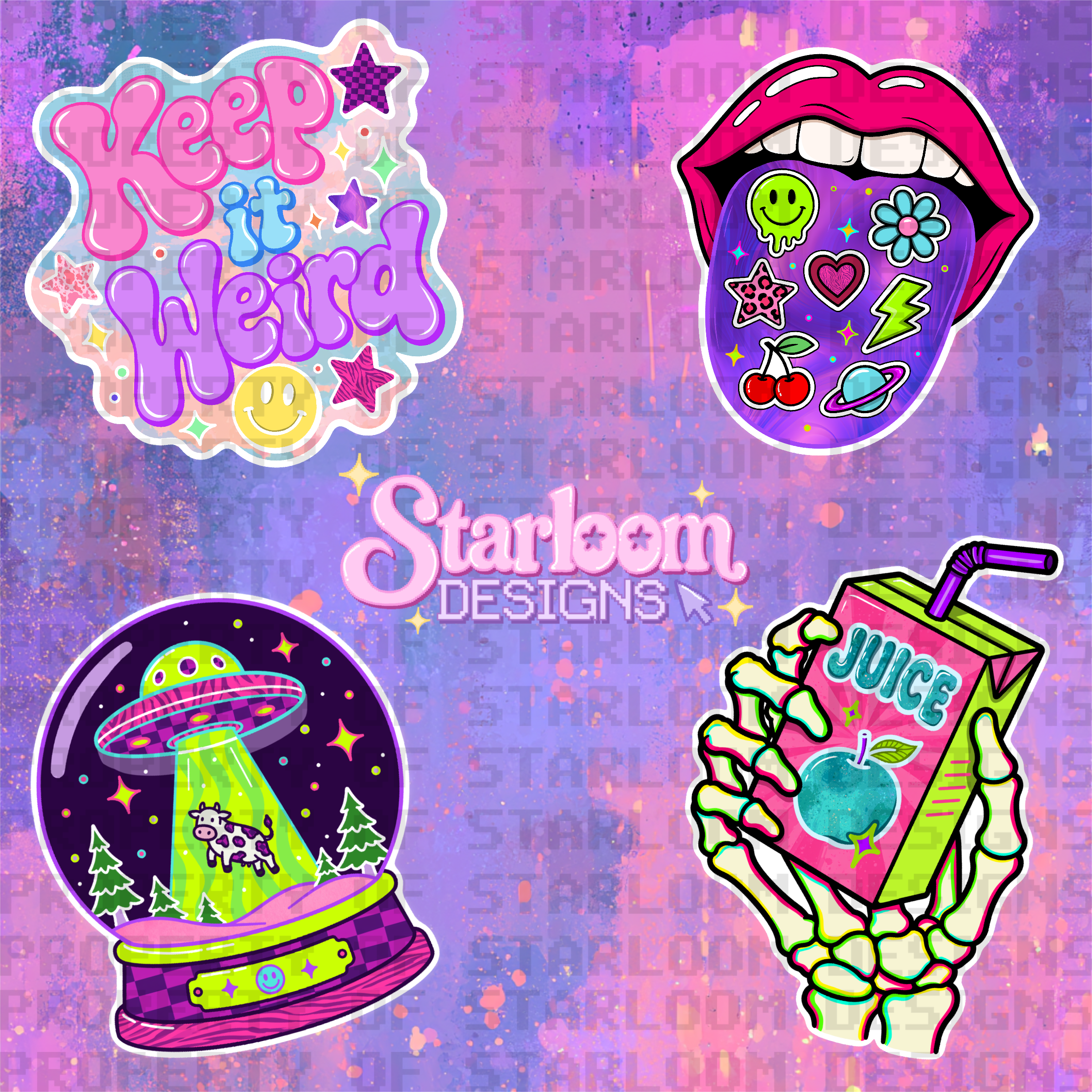 Neon Dreams Clipart Set (4 Pieces)