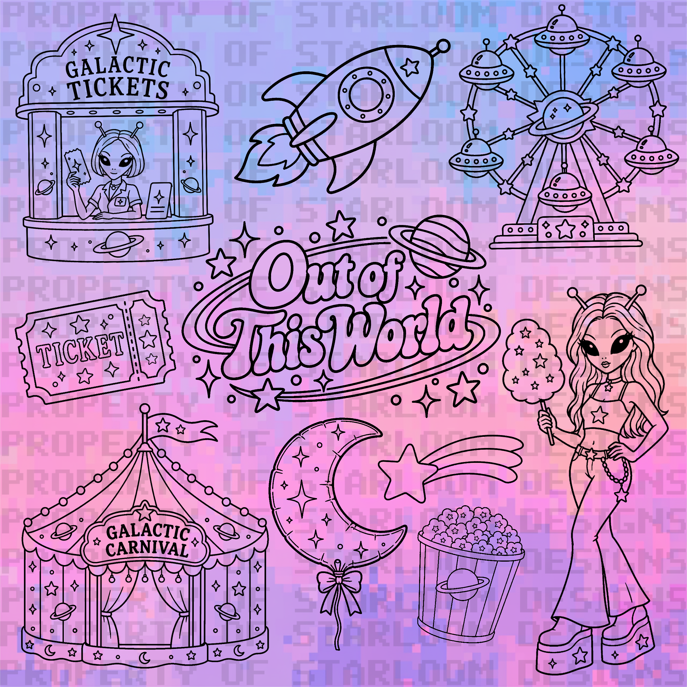 Cosmic Carnival Outline Set (10 Pieces)