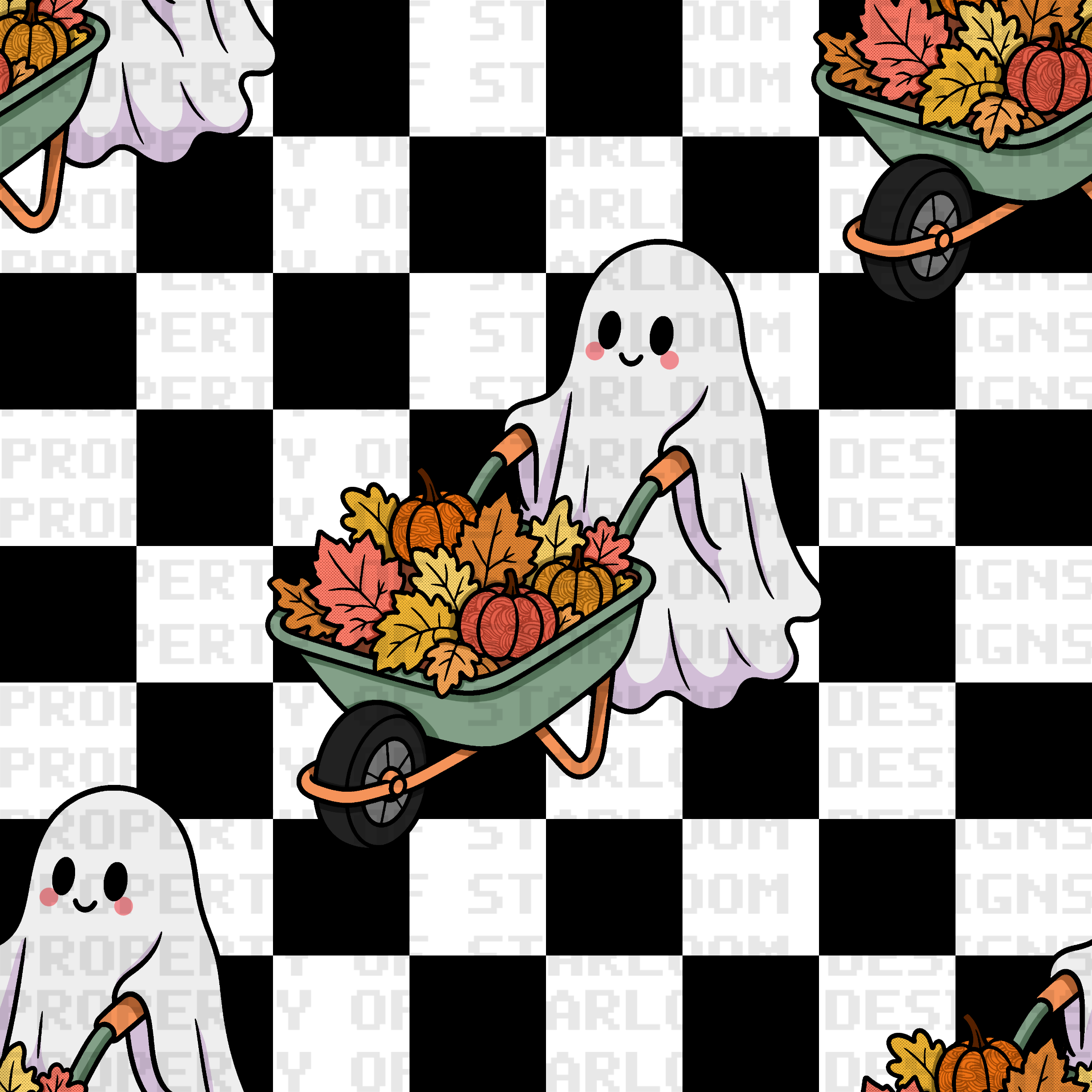 Ghostly Harvest Seamless Pattern