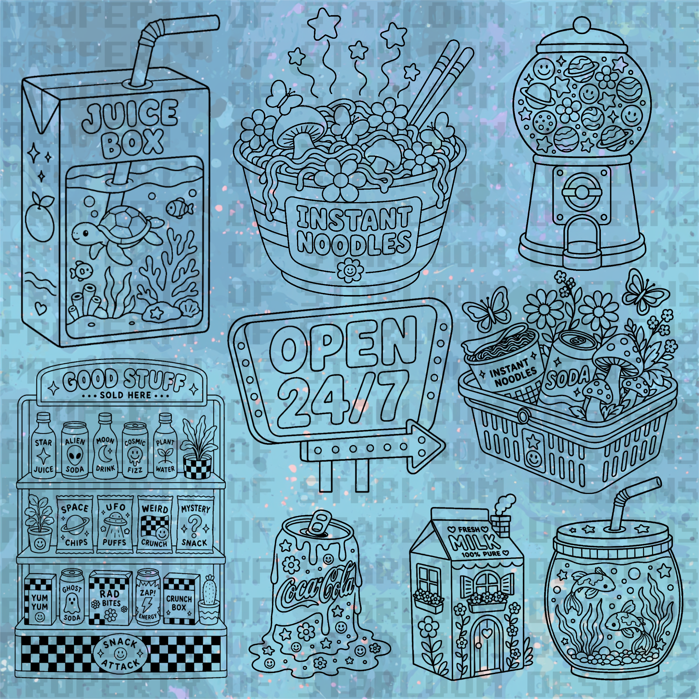Mini Mart Magic Outline Set (9 Pieces)