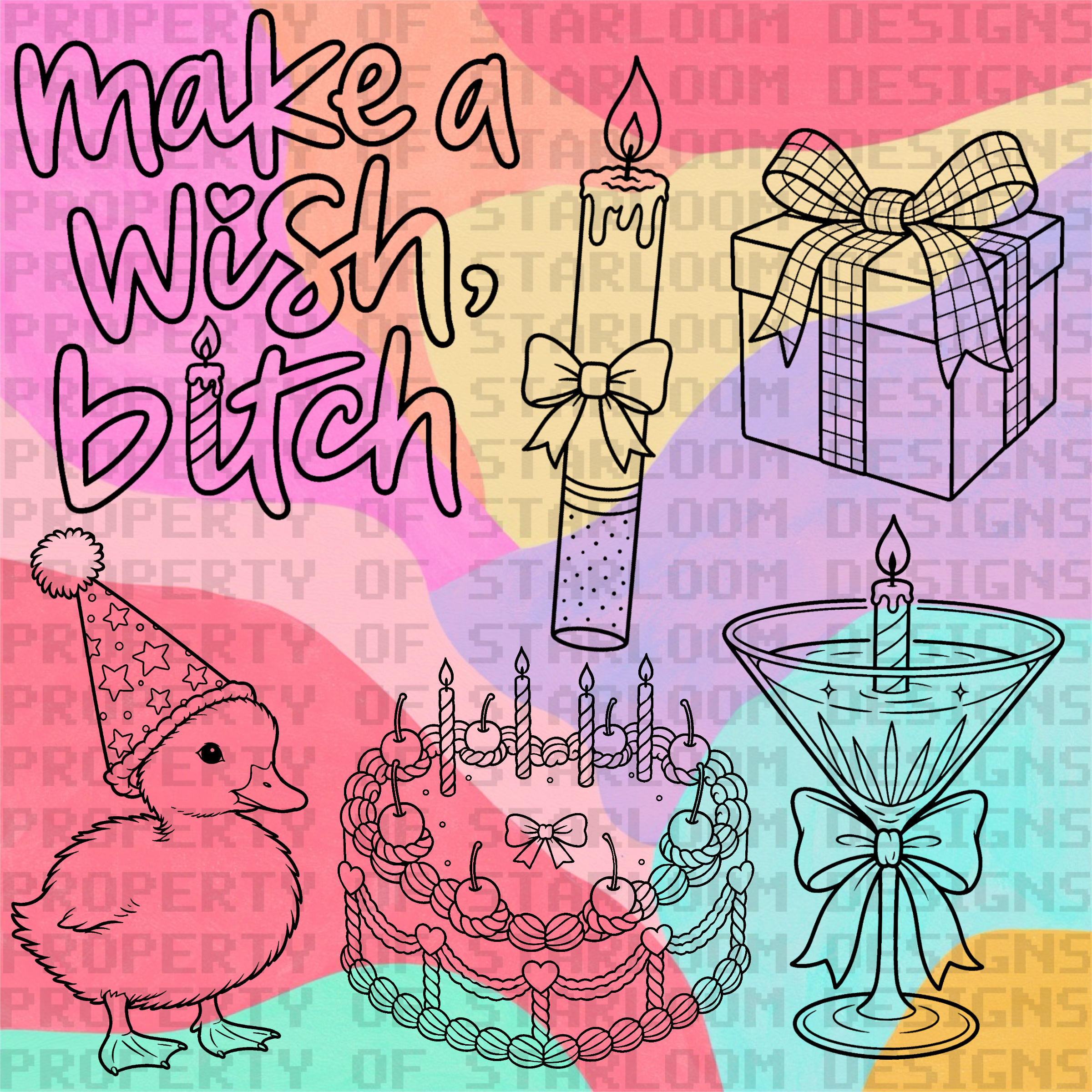 Birthday Girl Outline Set (6 Pieces)