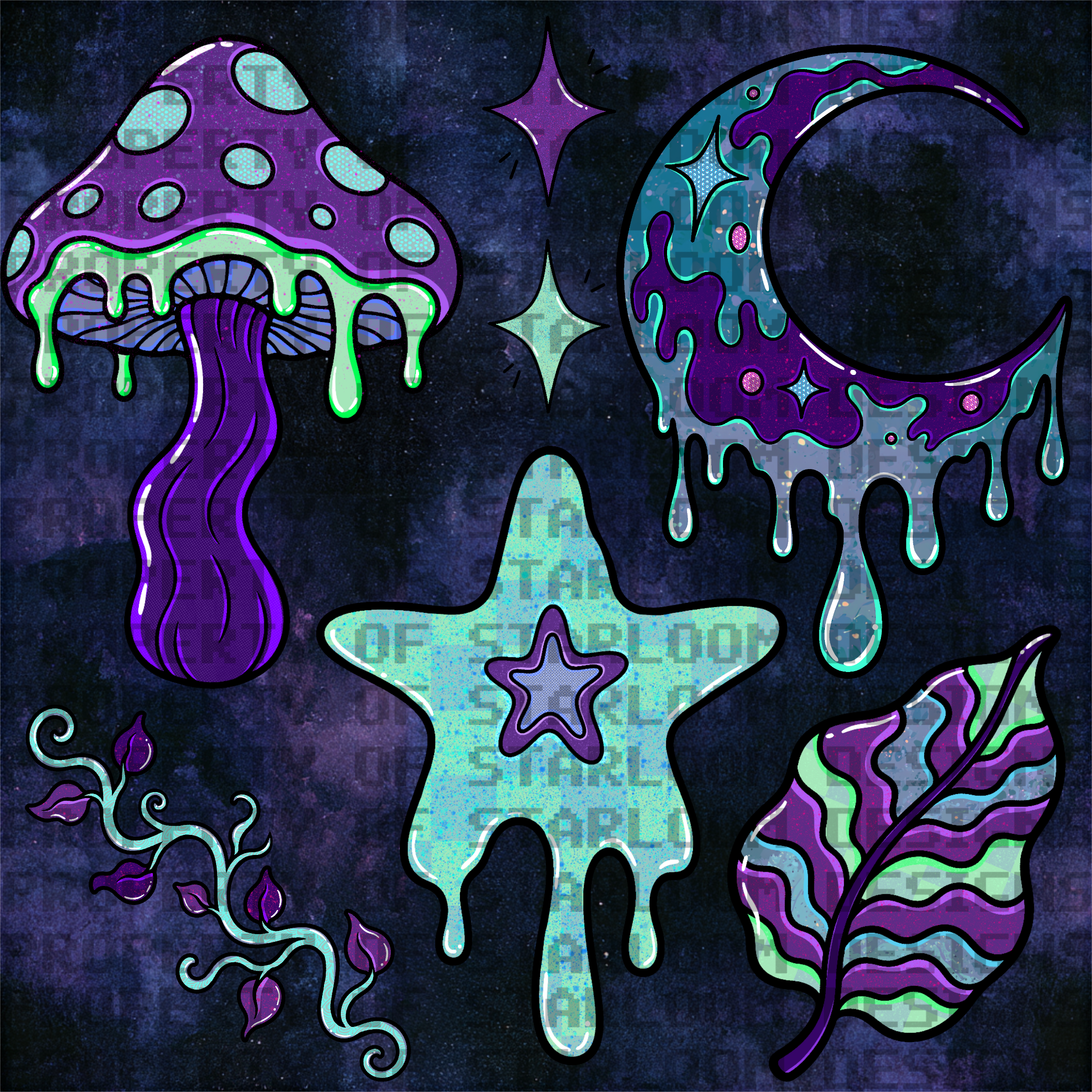 Galaxy Trip Clipart Set (7 Pieces)