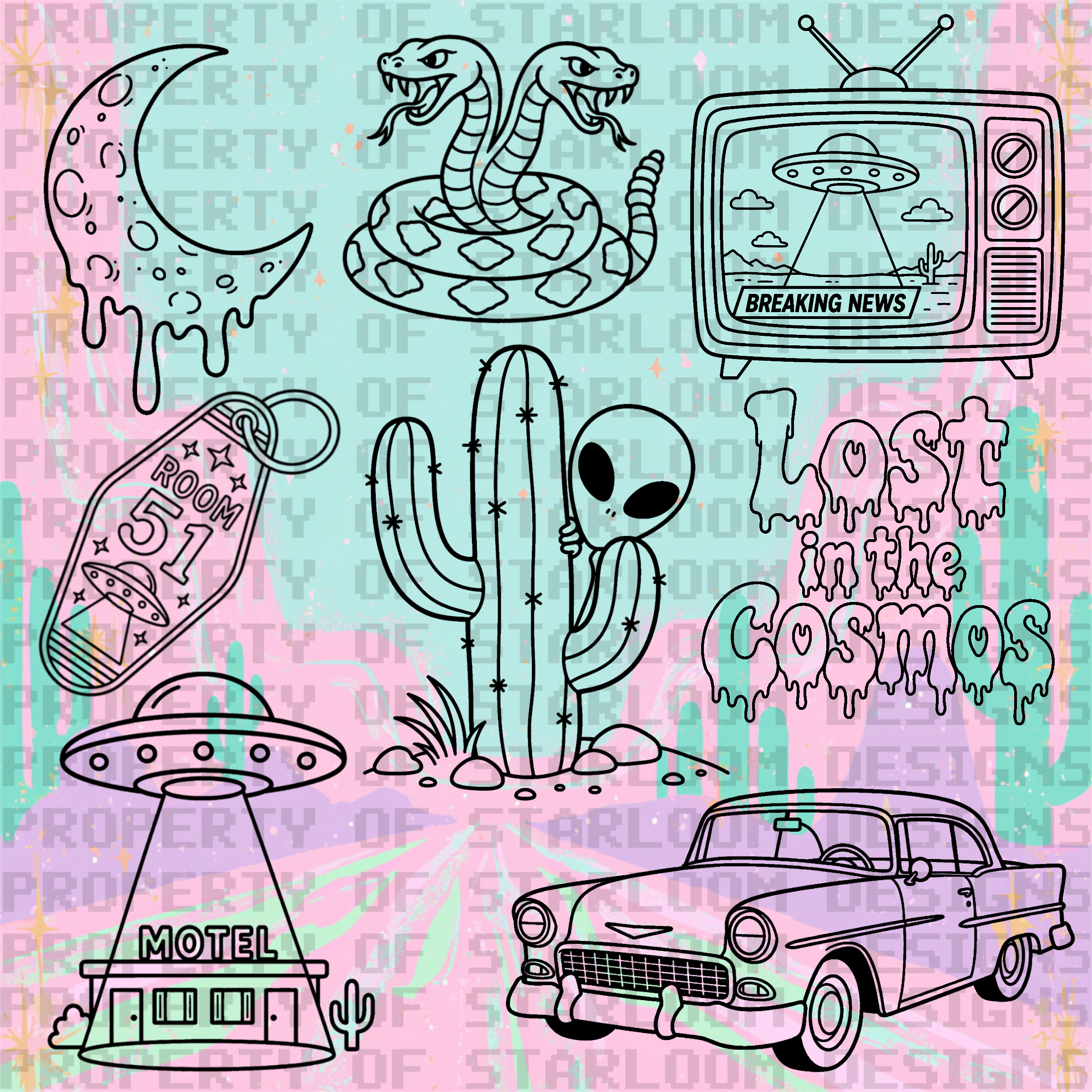 Cosmic Motel Outline Set (9 Pieces)