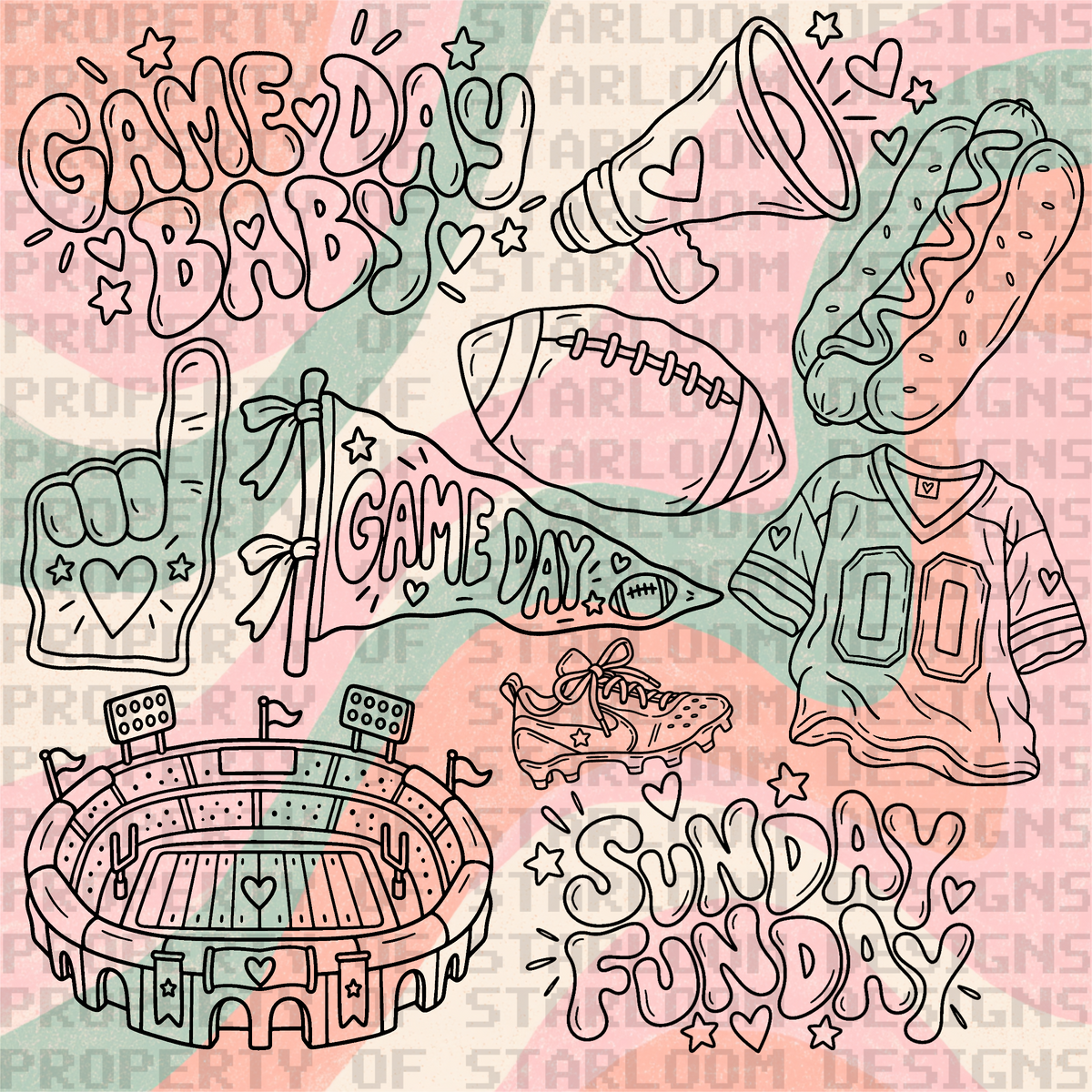 Game Day Baby Outline Set (10 Pieces)