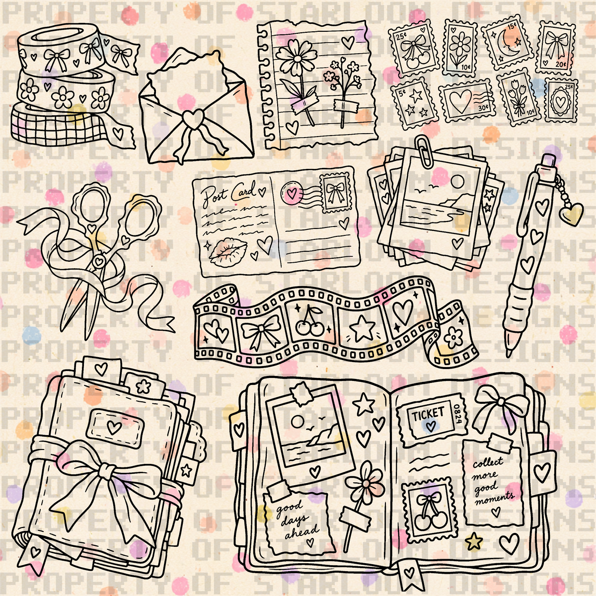 Scrapbook Sweetheart Outline Set (11 Pieces)